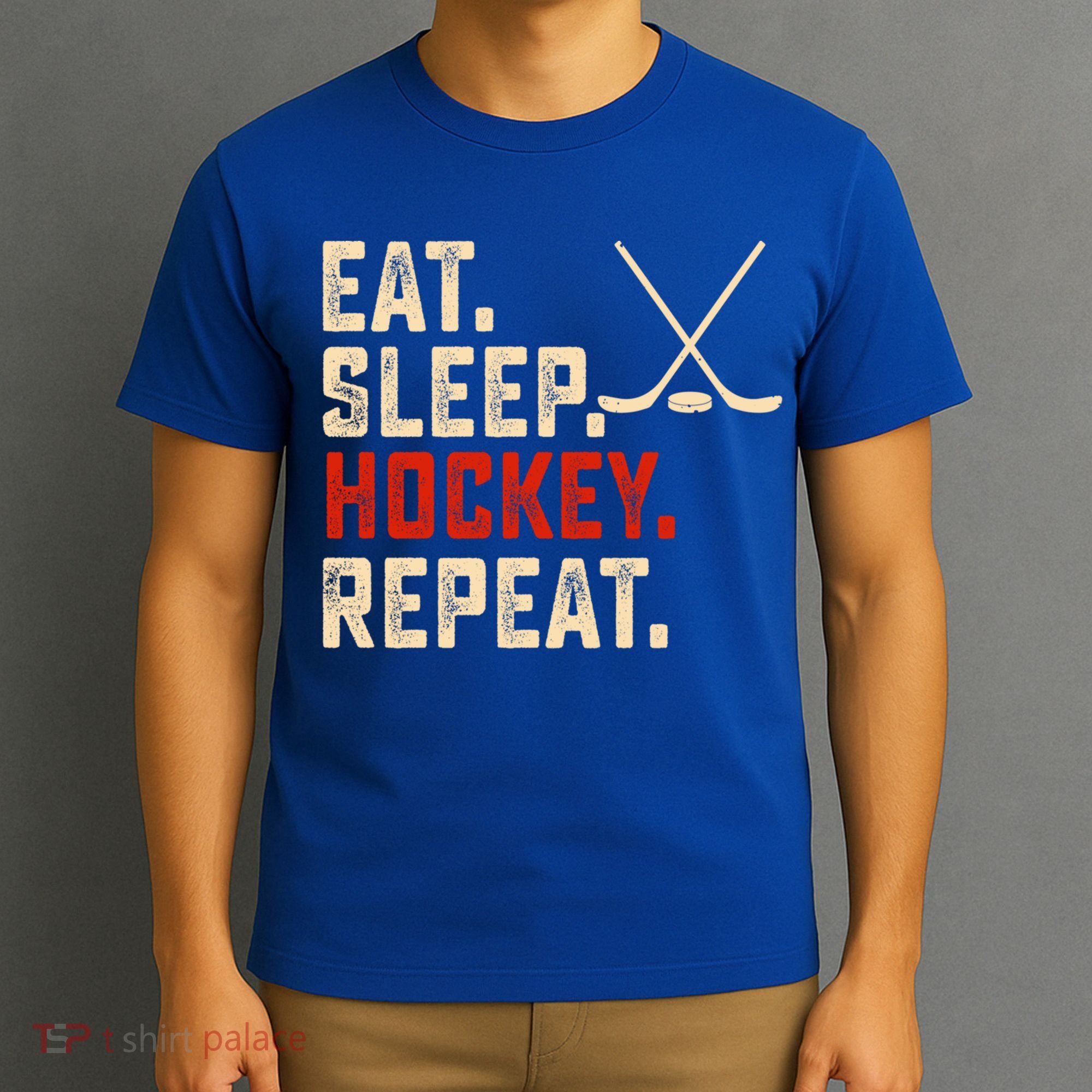 Eat Sleep Hockey Repeat Funny Hockey Player Coach Gift T-Shirt