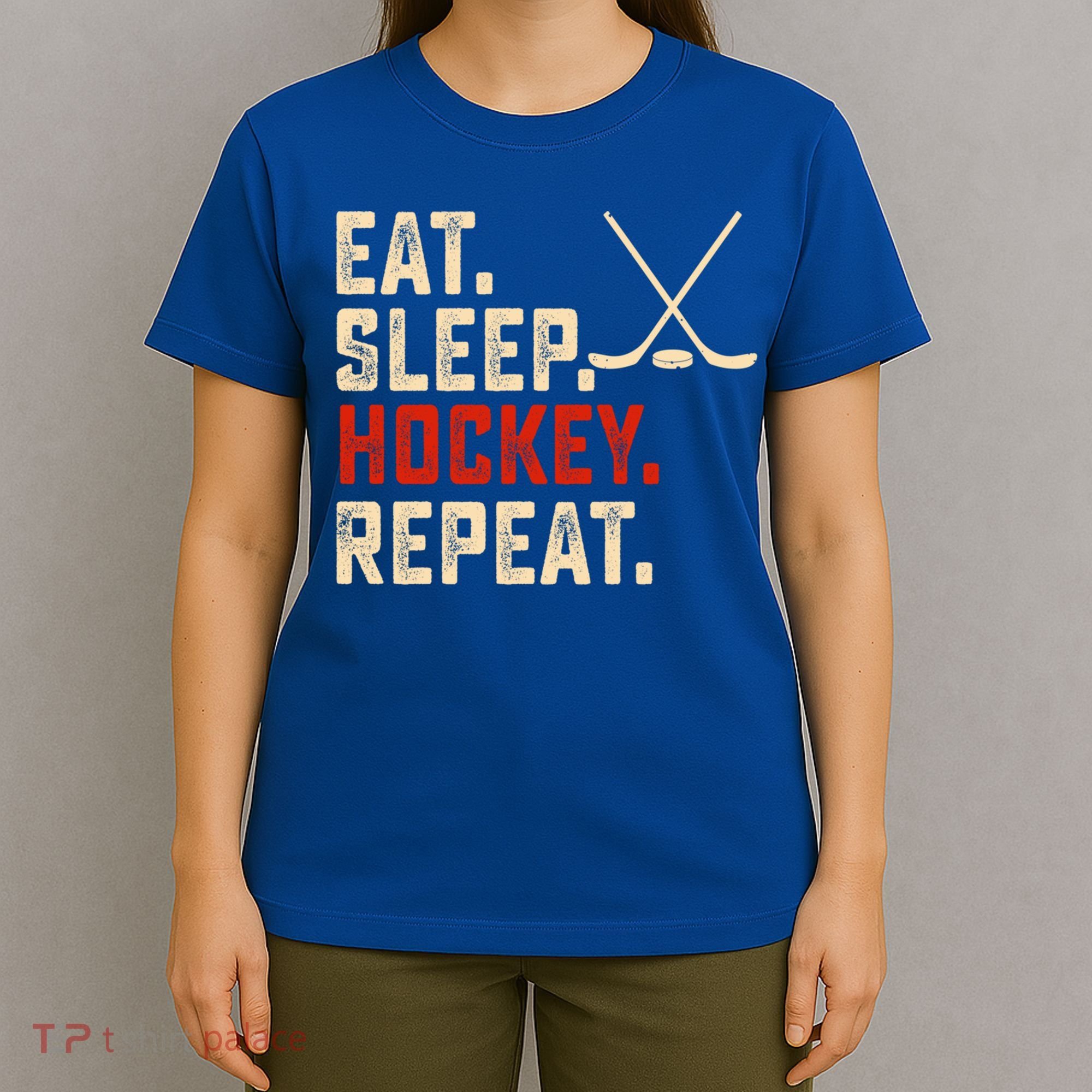 Eat Sleep Hockey Repeat Funny Hockey Player Coach Gift T-Shirt