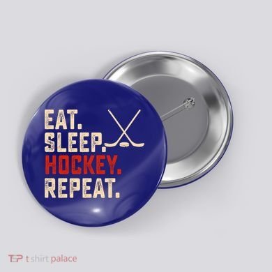 Eat Sleep Hockey Repeat Funny Hockey Player Coach Gift Button