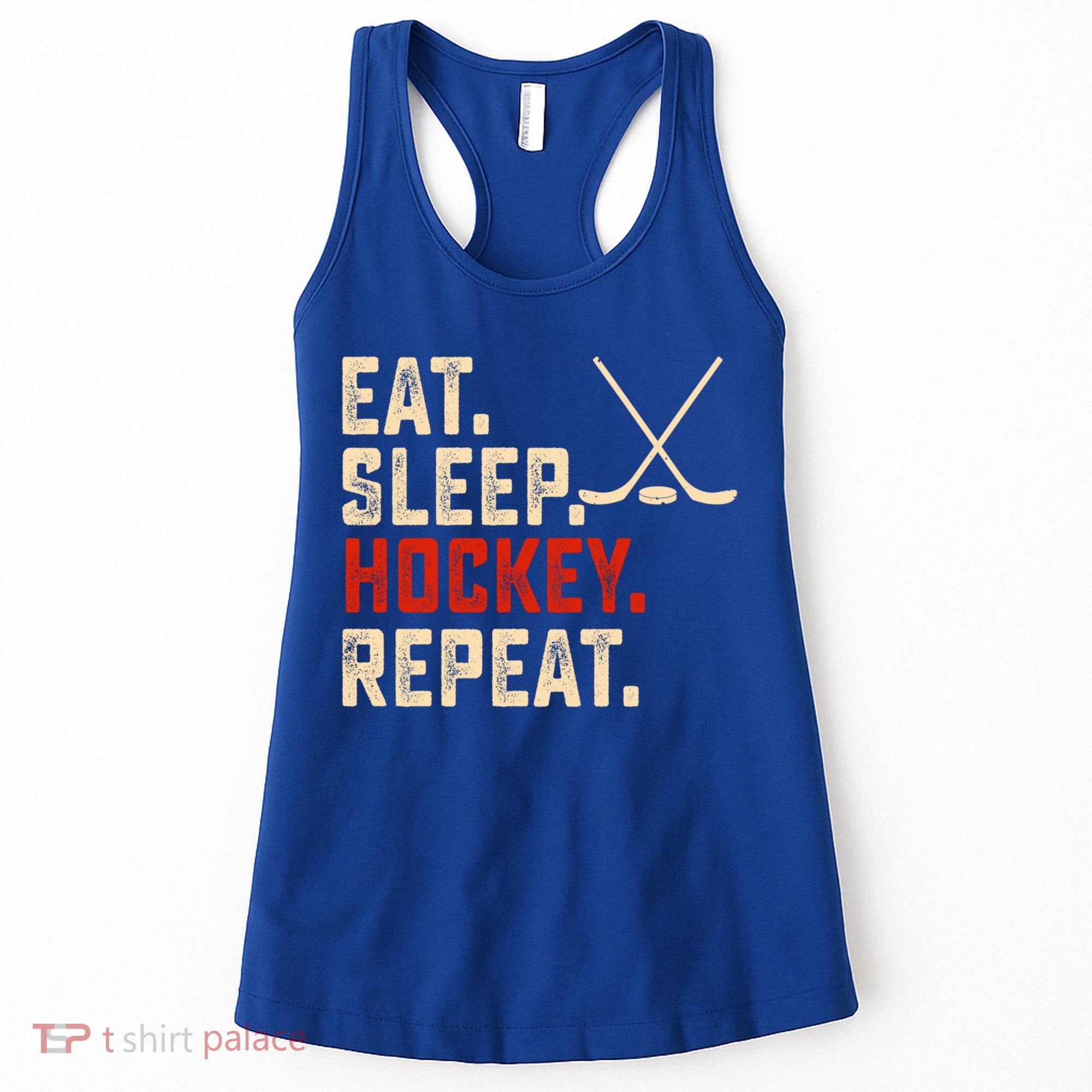 Eat Sleep Hockey Repeat Funny Hockey Player Coach Gift Women's Tank Top