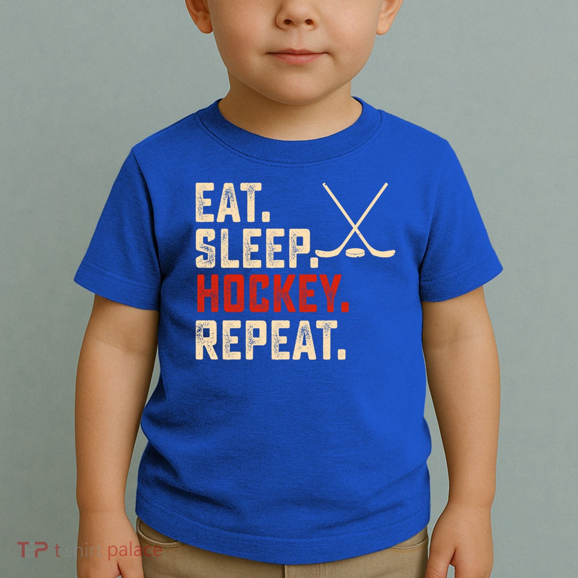 Eat Sleep Hockey Repeat Funny Hockey Player Coach Gift Toddler T-Shirt