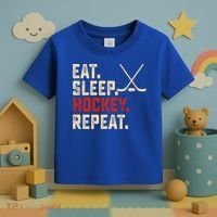 Eat Sleep Hockey Repeat Funny Hockey Player Coach Gift Toddler T-Shirt thumb 3
