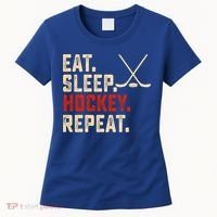 Eat Sleep Hockey Repeat Funny Hockey Player Coach Gift Women's T-Shirt thumb 0