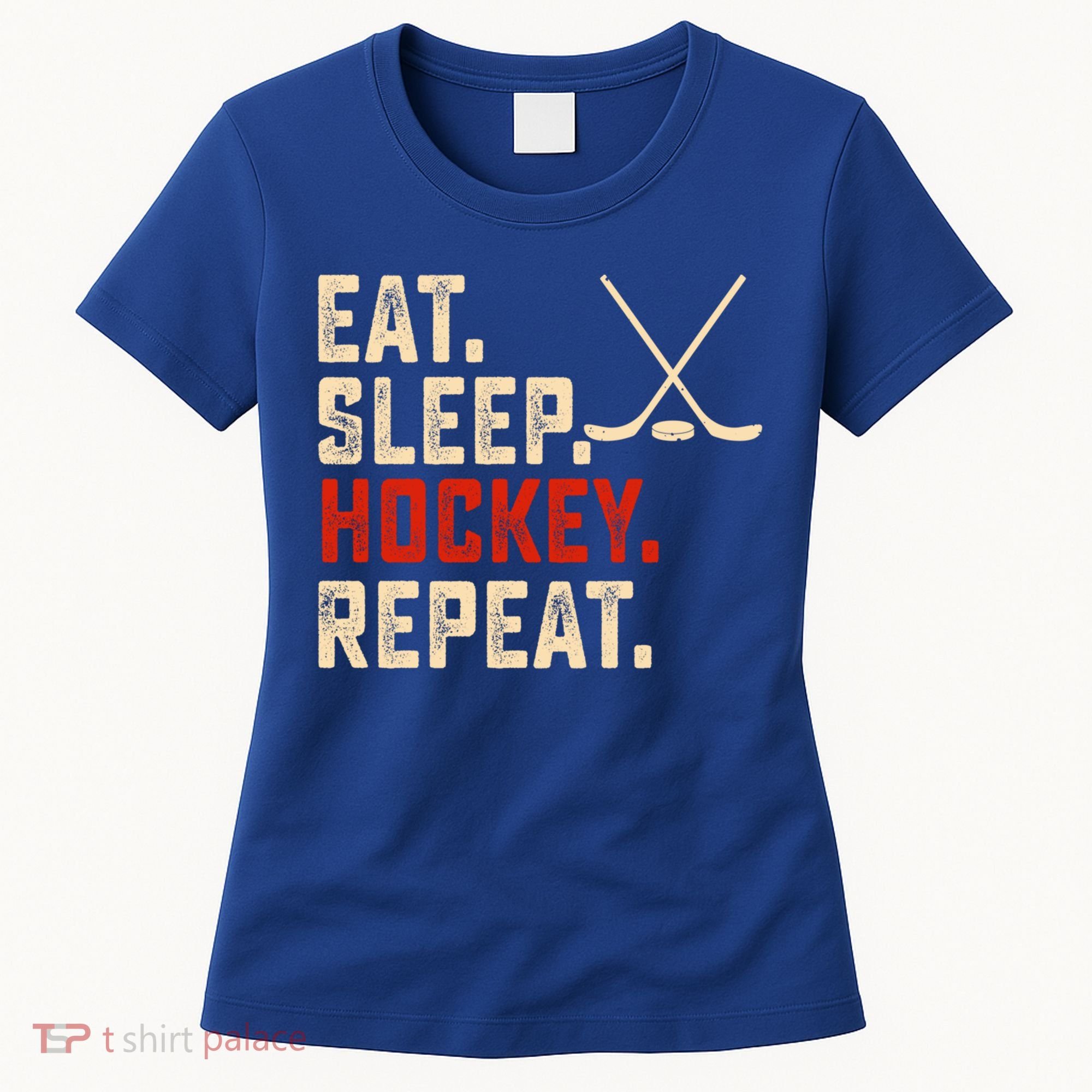 Eat Sleep Hockey Repeat Funny Hockey Player Coach Gift Women's T-Shirt