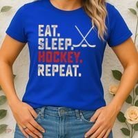 Eat Sleep Hockey Repeat Funny Hockey Player Coach Gift Women's T-Shirt thumb 2