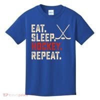 Eat Sleep Hockey Repeat Funny Hockey Player Coach Gift Kids T-Shirt thumb 0