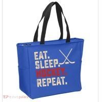 Eat Sleep Hockey Repeat Funny Hockey Player Coach Gift Tote Bag thumb 2