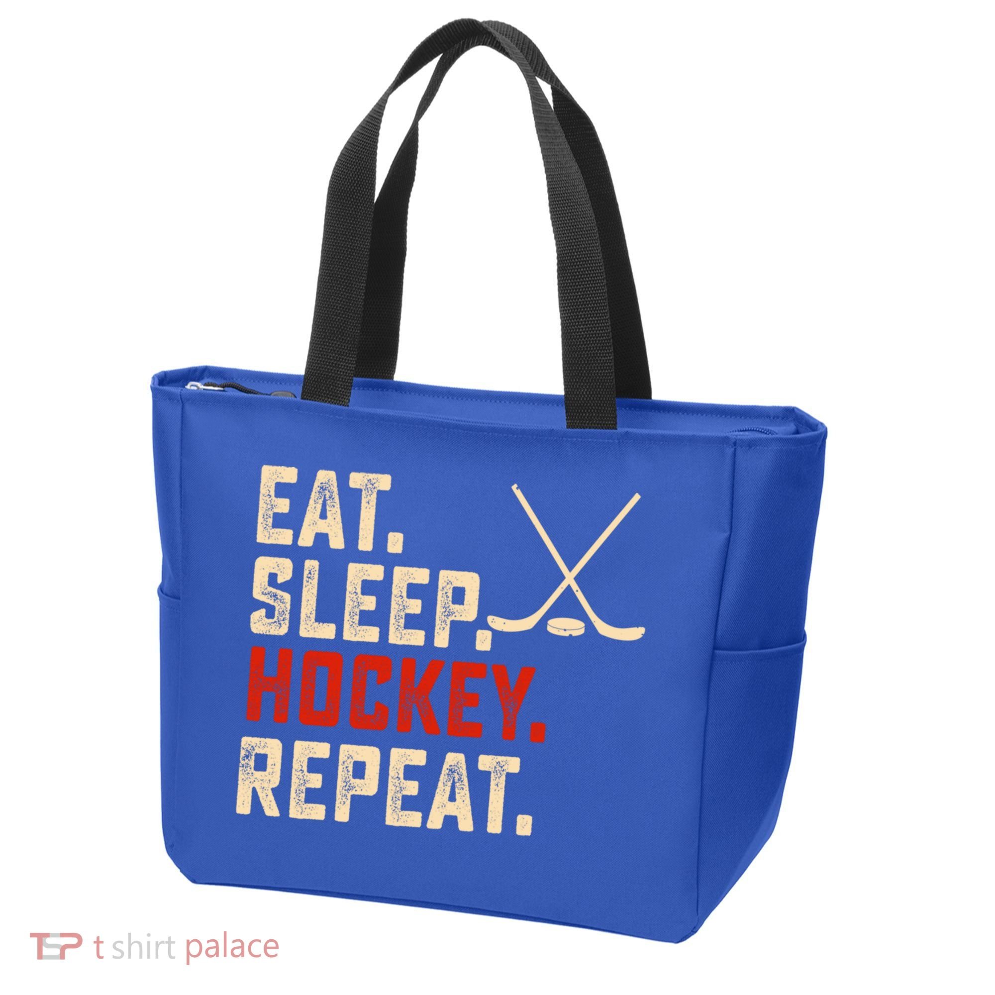 Eat Sleep Hockey Repeat Funny Hockey Player Coach Gift Tote Bag