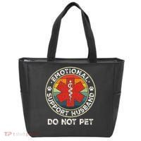 Emotional Support Husband Do Not Pet Funny Tote Bag thumb 0