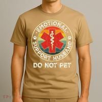 Emotional Support Husband Do Not Pet Funny T-Shirt thumb 3