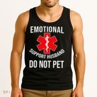 Emotional Support Husband Do Not Pet Funny Tank Top thumb 3