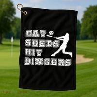 Eat Seeds Hit Dinger Baseball Lover Golf Towel thumb 1