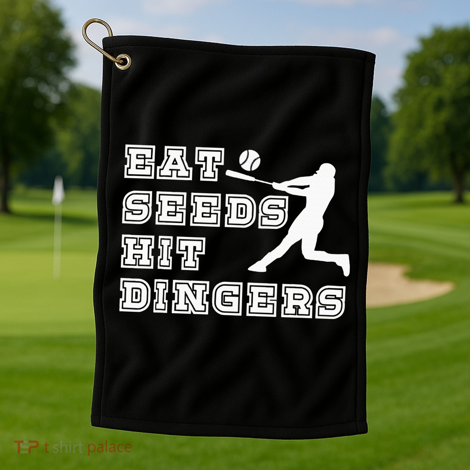 Eat Seeds Hit Dinger Baseball Lover Golf Towel