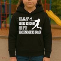 Eat Seeds Hit Dinger Baseball Lover Kids Hoodie thumb 3