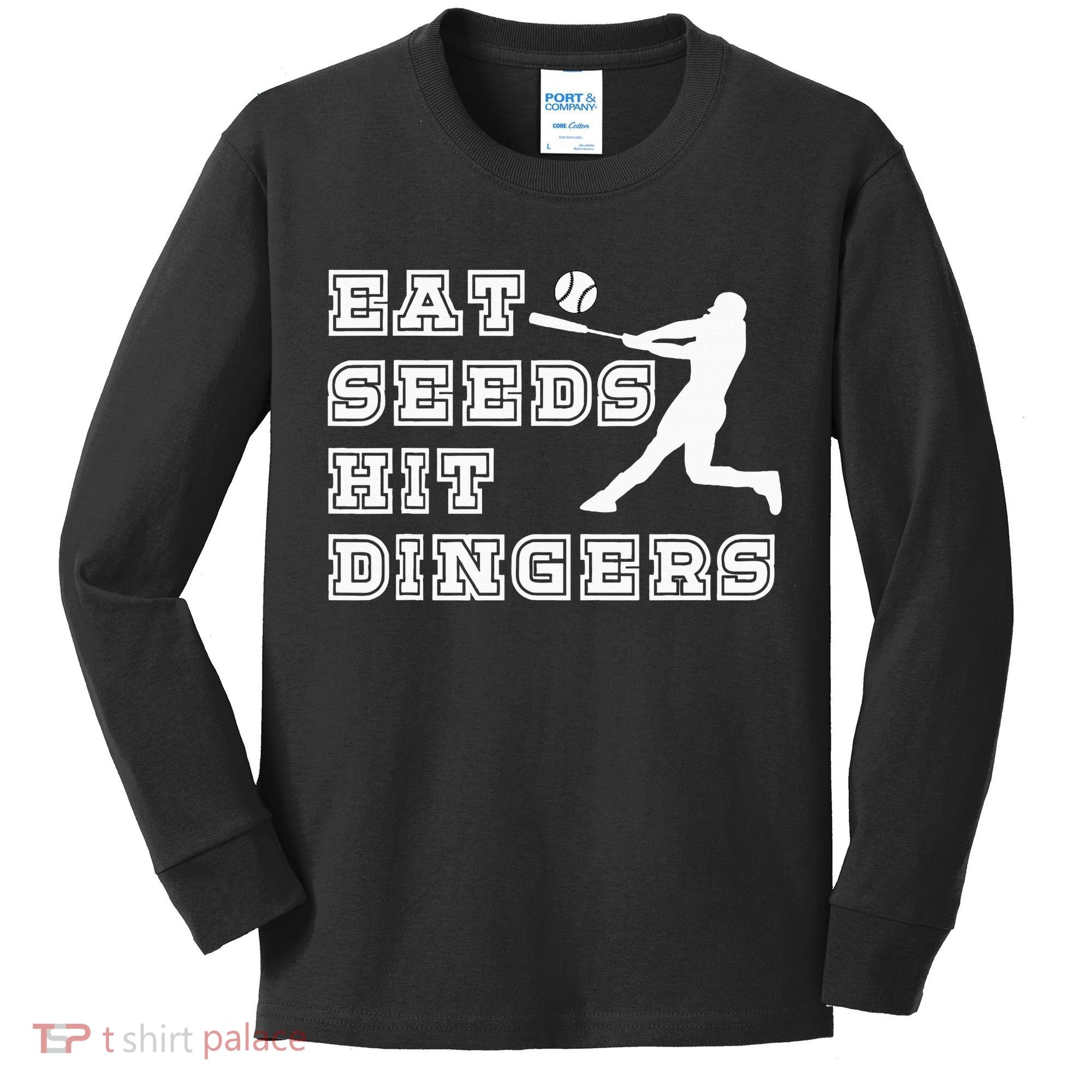 Eat Seeds Hit Dinger Baseball Lover Kids Long Sleeve Shirt