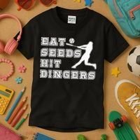 Eat Seeds Hit Dinger Baseball Lover Kids T-Shirt thumb 3