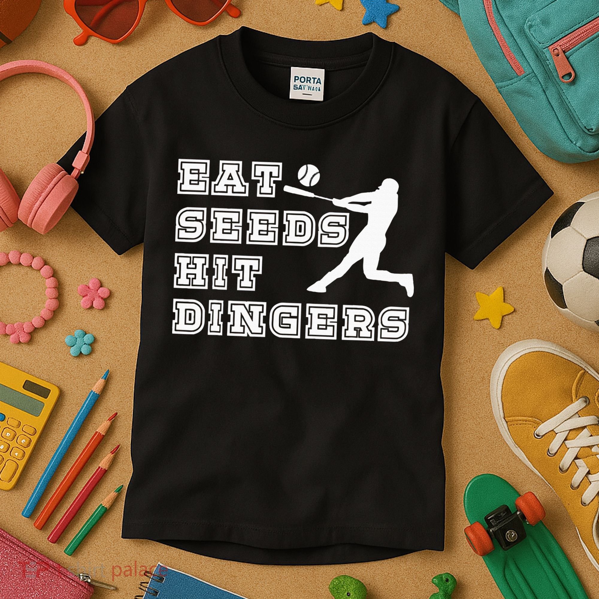 Eat Seeds Hit Dinger Baseball Lover Kids T-Shirt