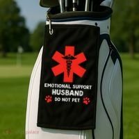 Emotional Support Husband Do Not Pet Golf Towel thumb 2