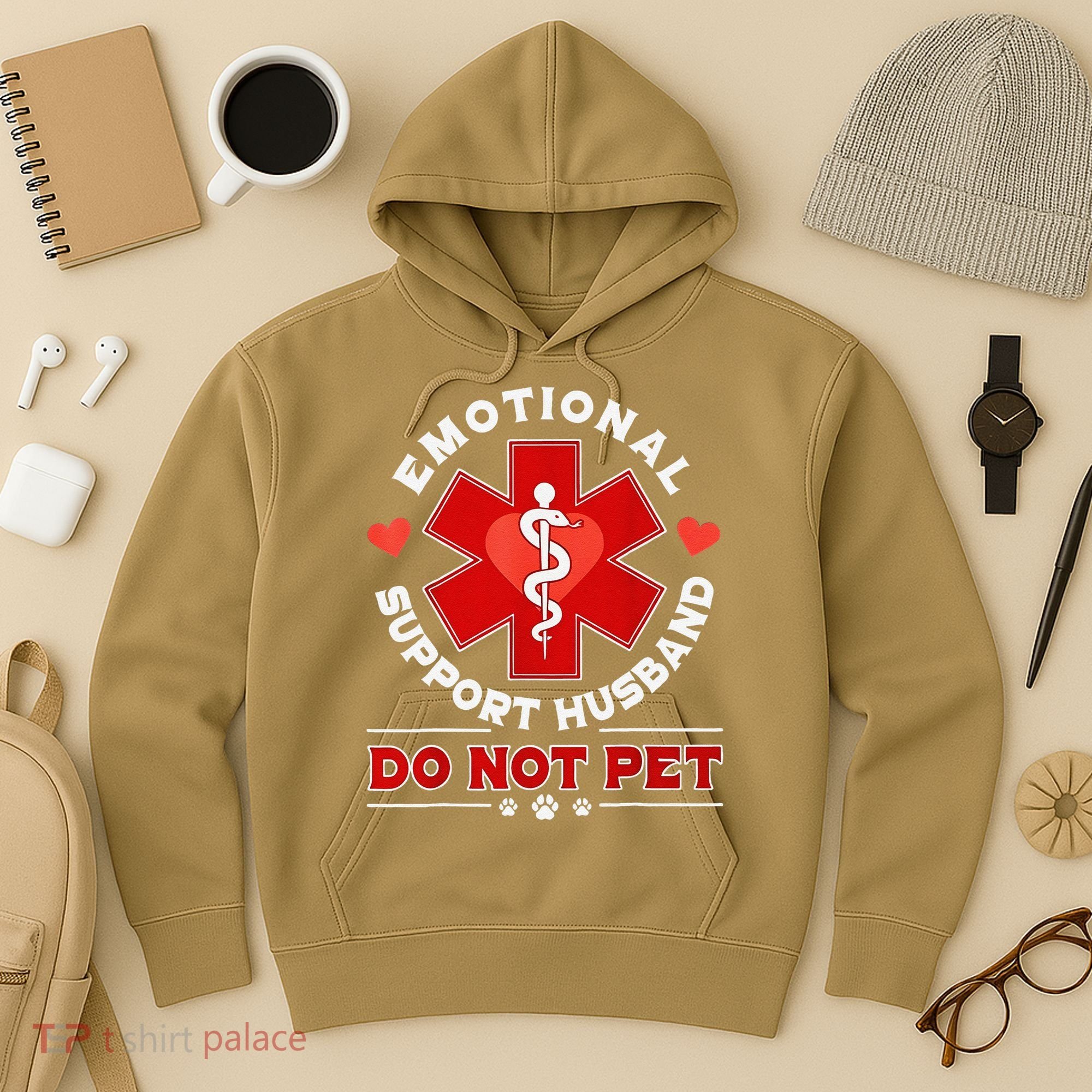 Emotional Support Husband Funny Do Not Pet Humor Hoodie
