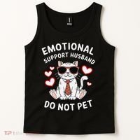 Emotional Support Husband Do Not Pet Funny Cat Tank Top thumb 2