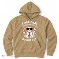 Emotional Support Husband Do Not Pet Funny Cat Hoodie thumb 0