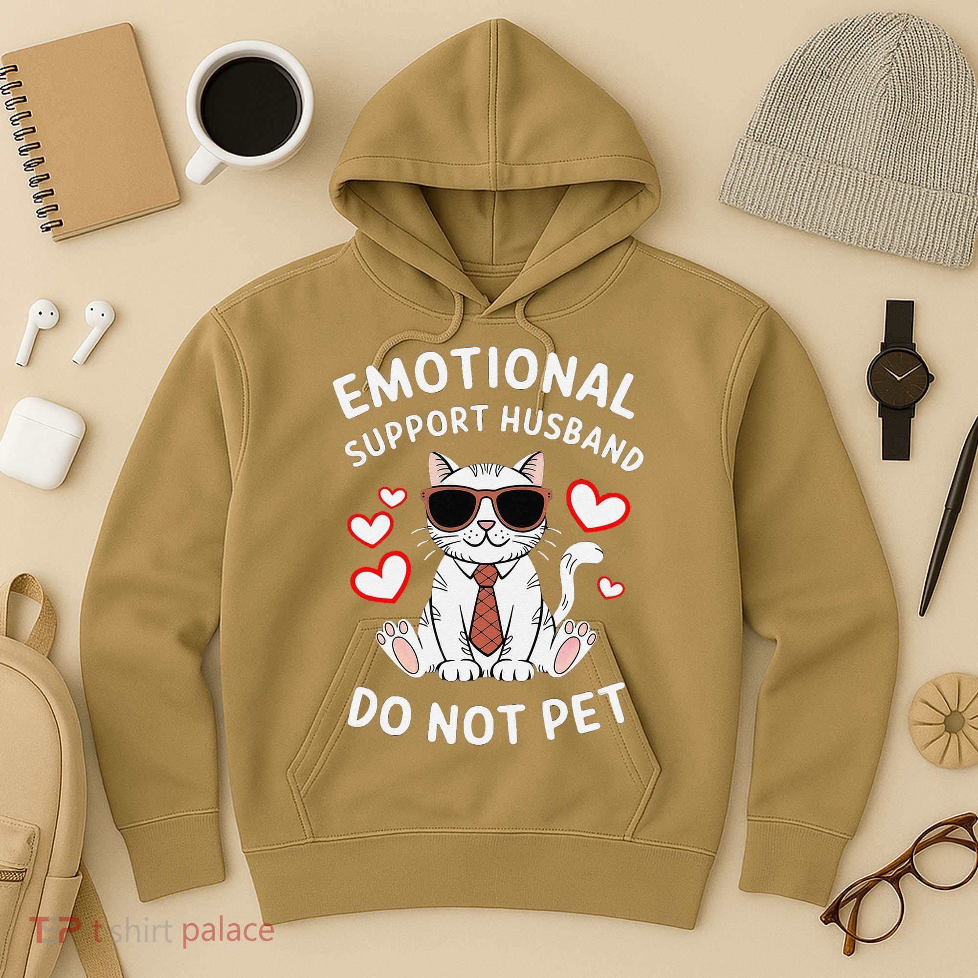 Emotional Support Husband Do Not Pet Funny Cat Hoodie