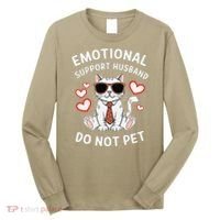 Emotional Support Husband Do Not Pet Funny Cat Long Sleeve Shirt thumb 0