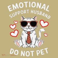 Emotional Support Husband Do Not Pet Funny Cat Sweatshirt thumb 2
