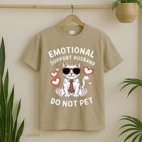 Emotional Support Husband Do Not Pet Funny Cat T-Shirt thumb 2