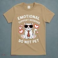 Emotional Support Husband Do Not Pet Funny Cat T-Shirt thumb 5