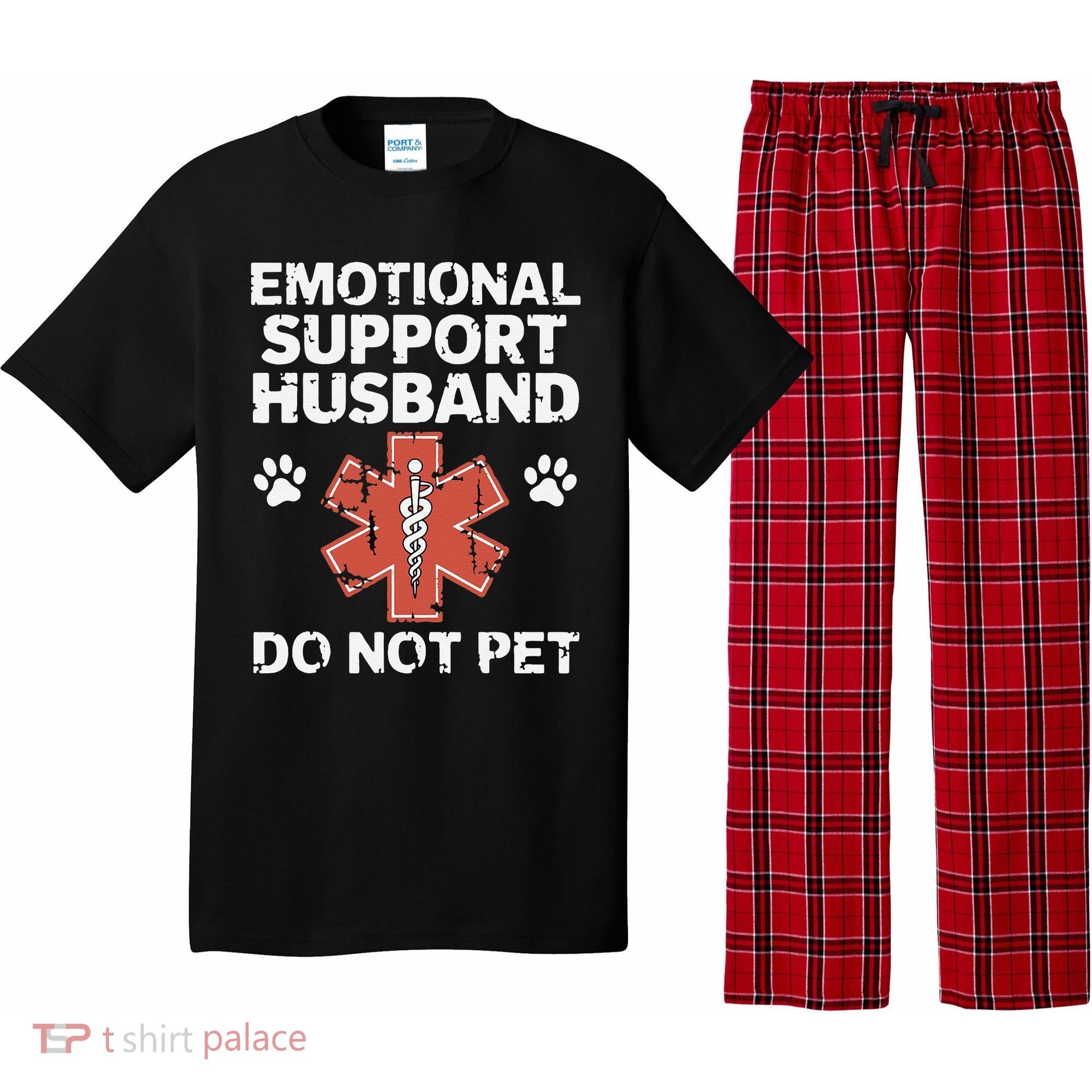 Emotional Support Husband Do Not Pet Humor Funny Husband Pajama Set