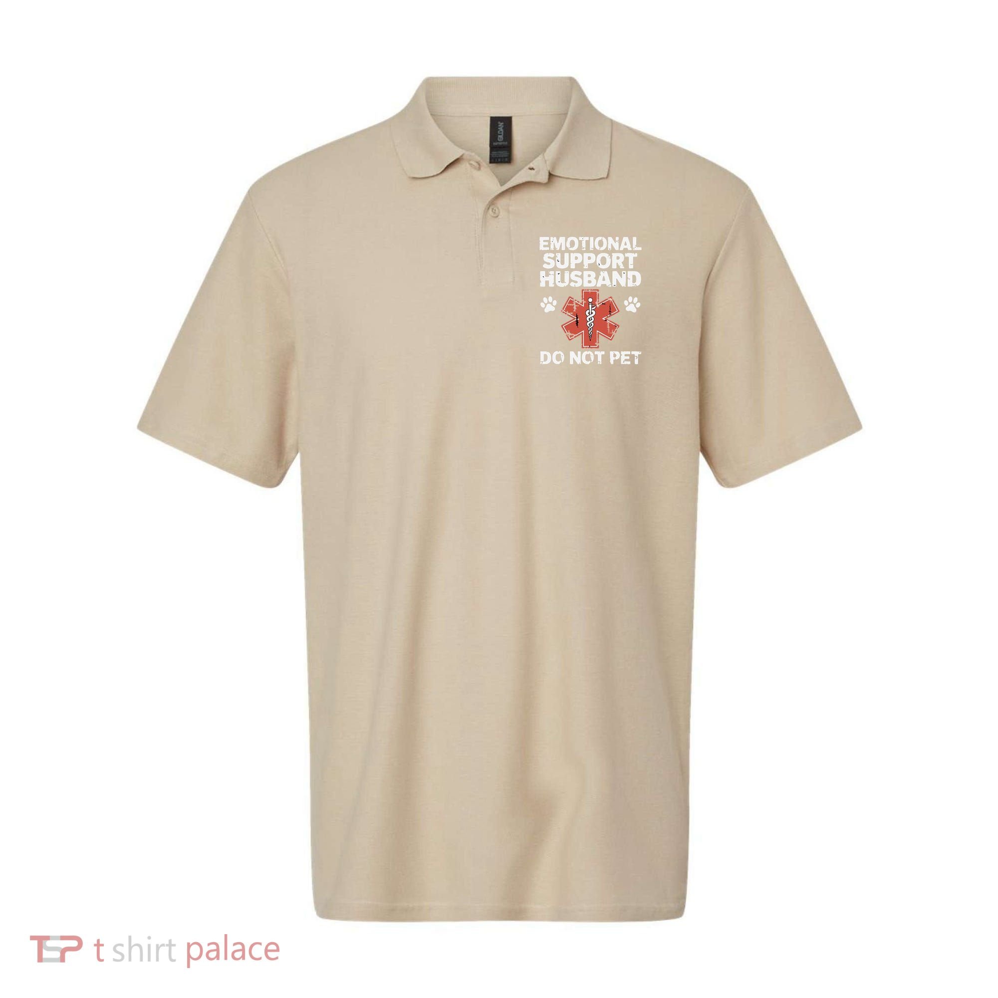 Emotional Support Husband Do Not Pet Humor Funny Husband Polo
