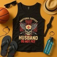 Emotional Support Husband Do Not Pet Funny Man Tank Top thumb 4