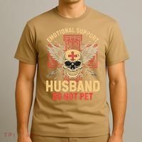 Emotional Support Husband Do Not Pet Funny Man T-Shirt thumb 3