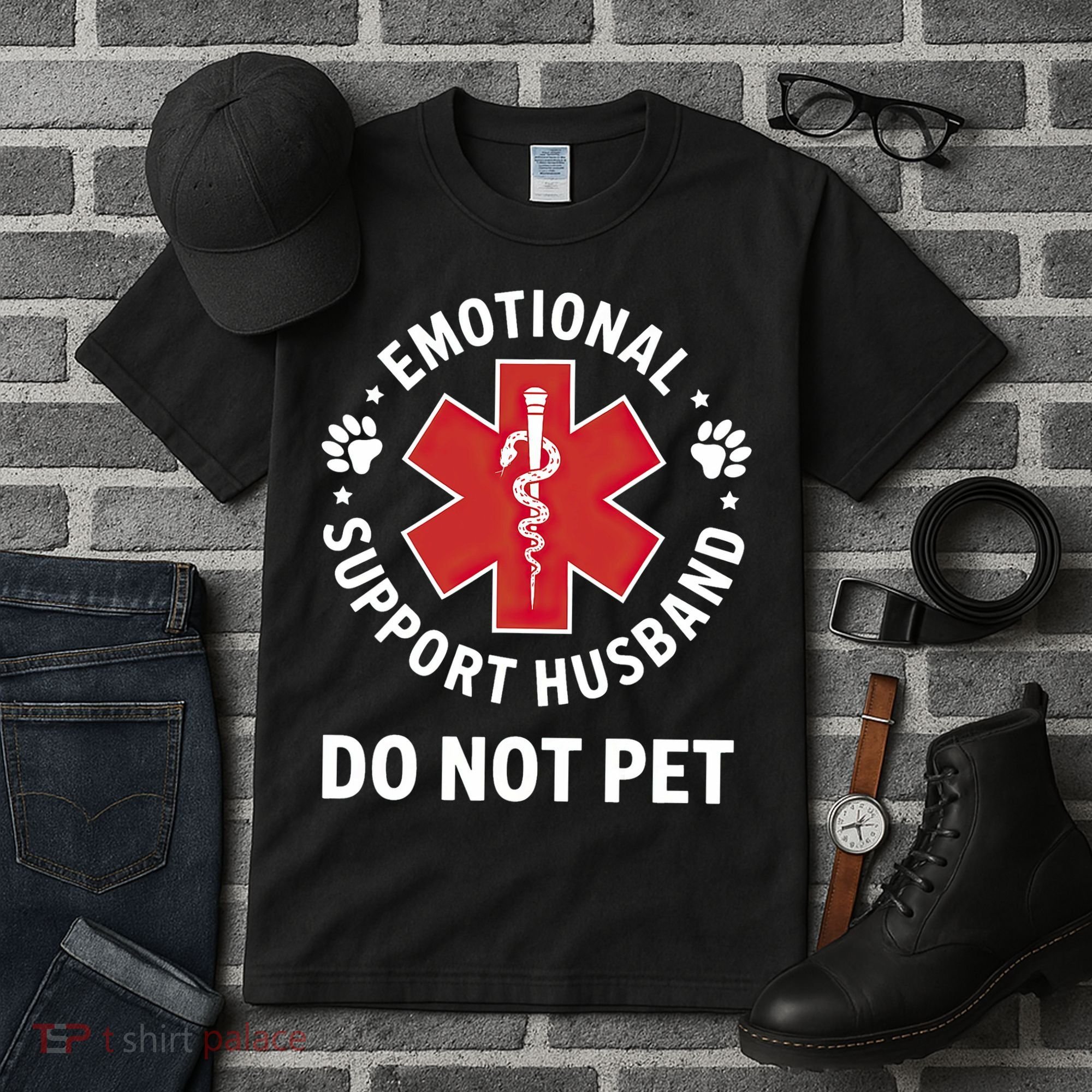 Emotional Support Husband Do Not Pet  Tall T-Shirt