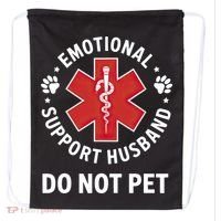 Emotional Support Husband Do Not Pet  Drawstring Bag thumb 0