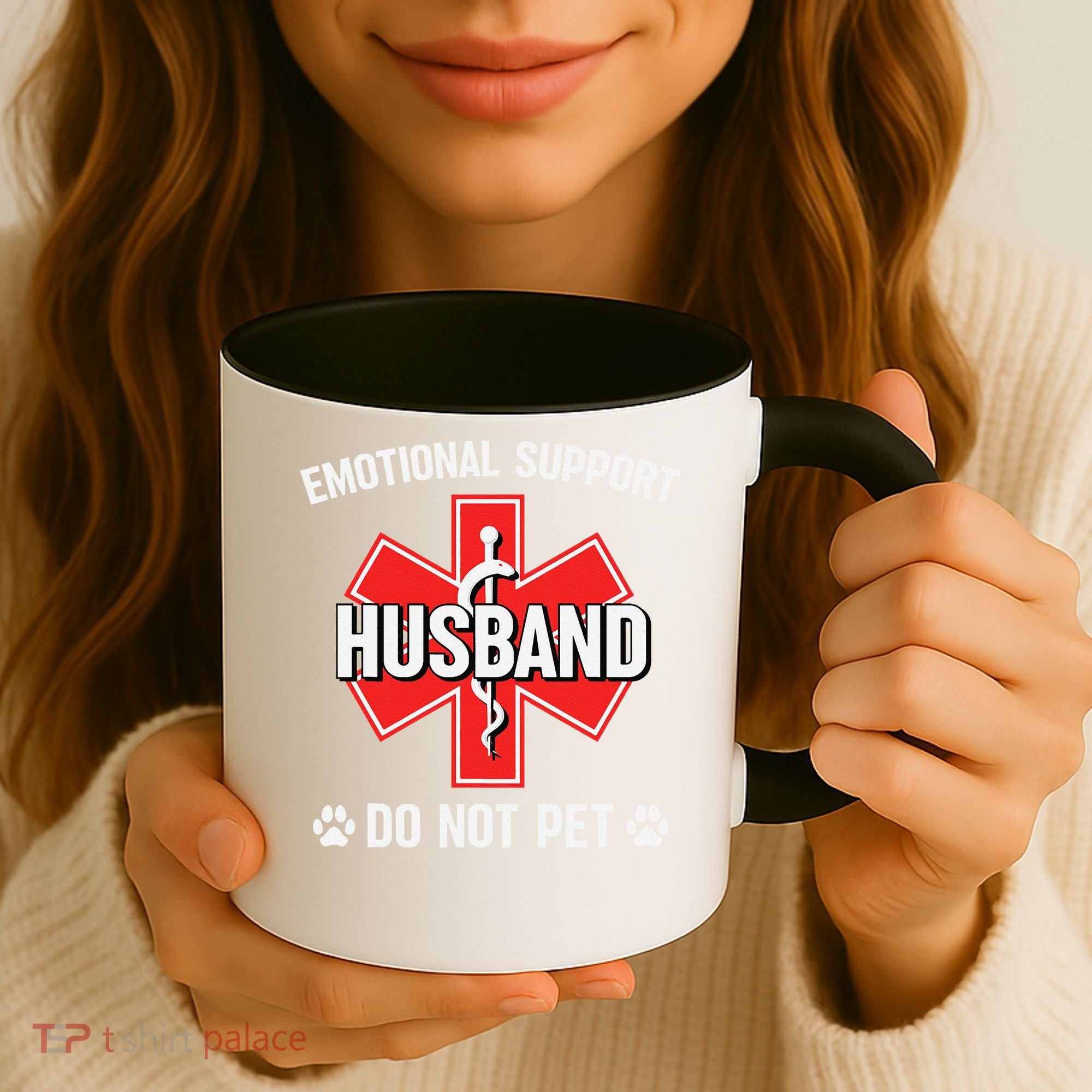 Emotional Support Husband Do Not Pet Couple Humor Dog Lover Coffee Mug