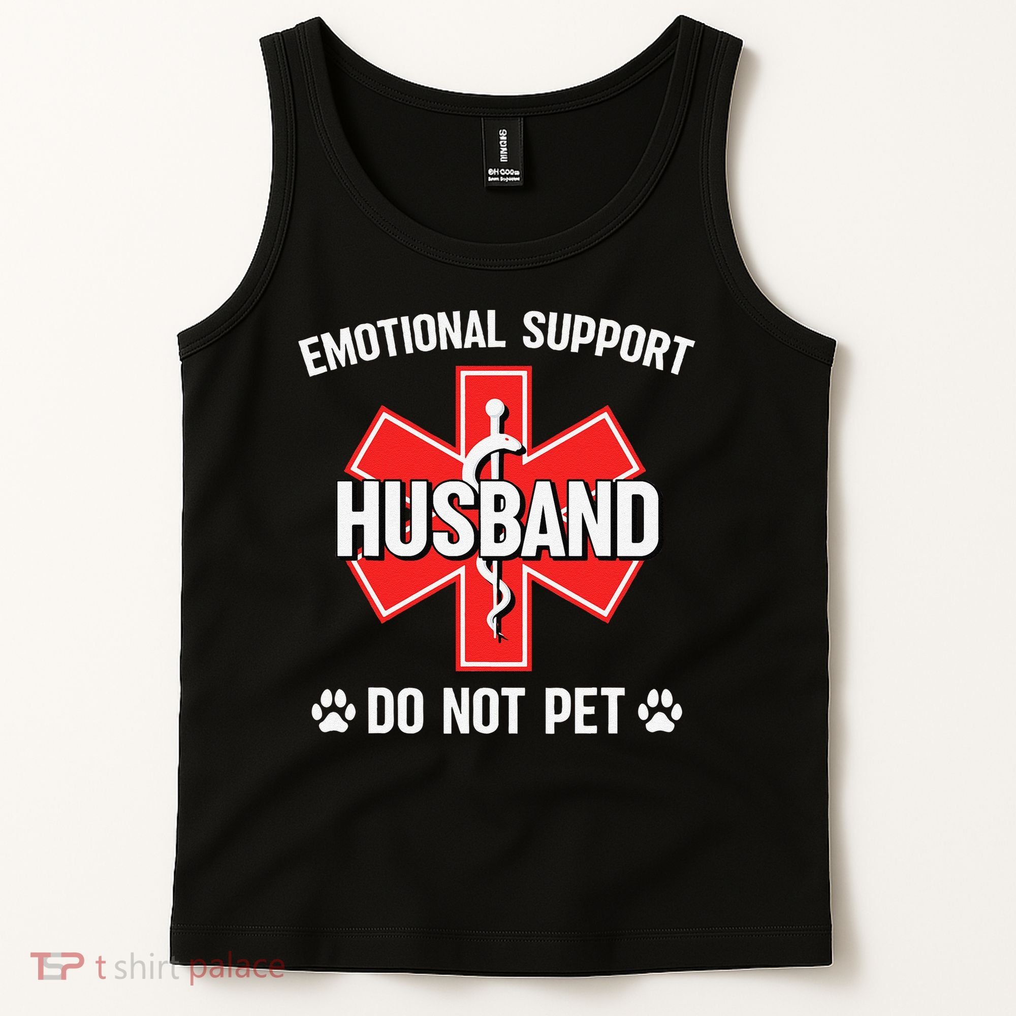 Emotional Support Husband Do Not Pet Couple Humor Dog Lover Tank Top