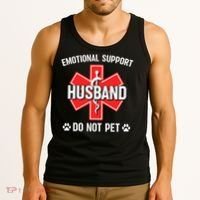 Emotional Support Husband Do Not Pet Couple Humor Dog Lover Tank Top thumb 3