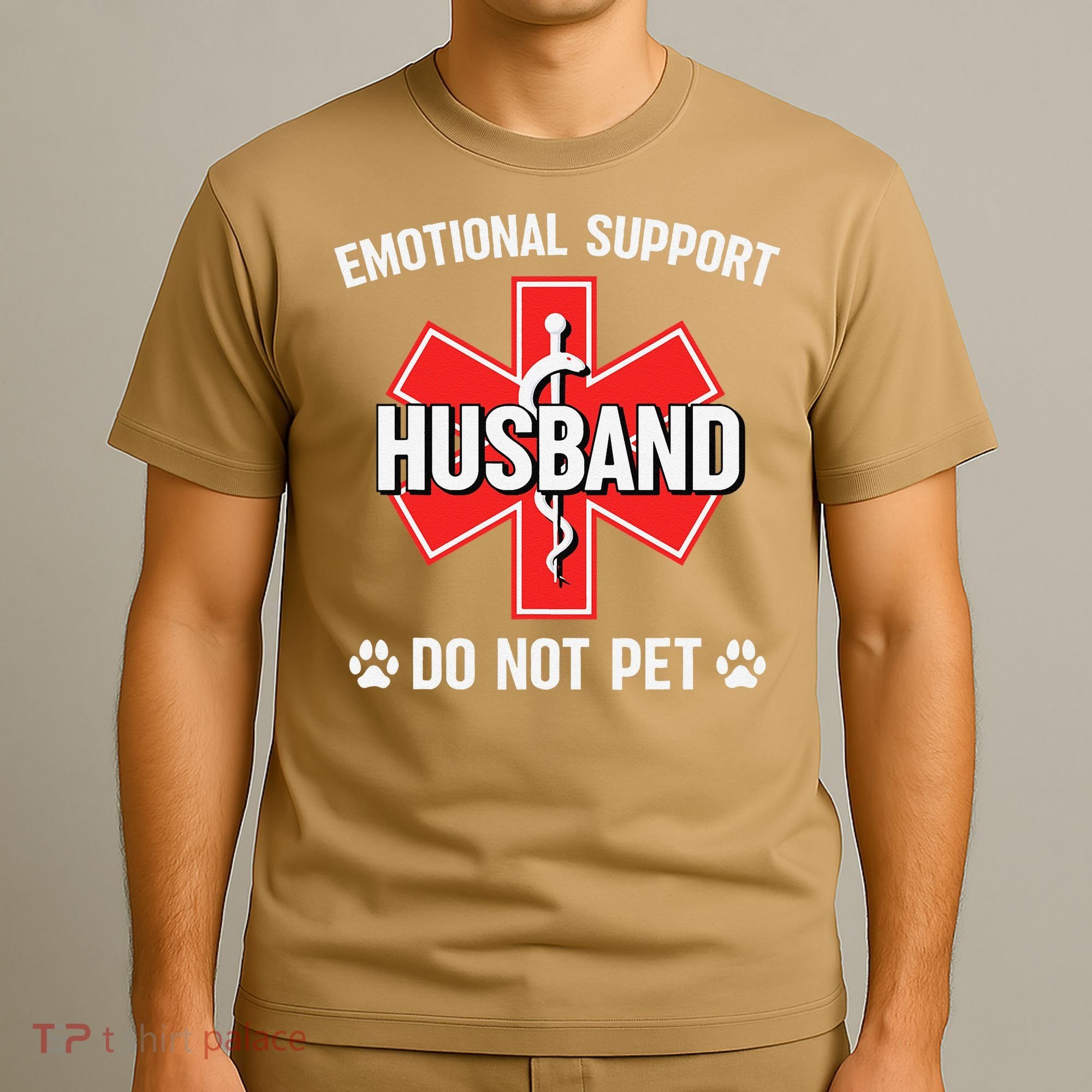 Emotional Support Husband Do Not Pet Couple Humor Dog Lover T-Shirt