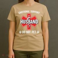 Emotional Support Husband Do Not Pet Couple Humor Dog Lover T-Shirt thumb 4