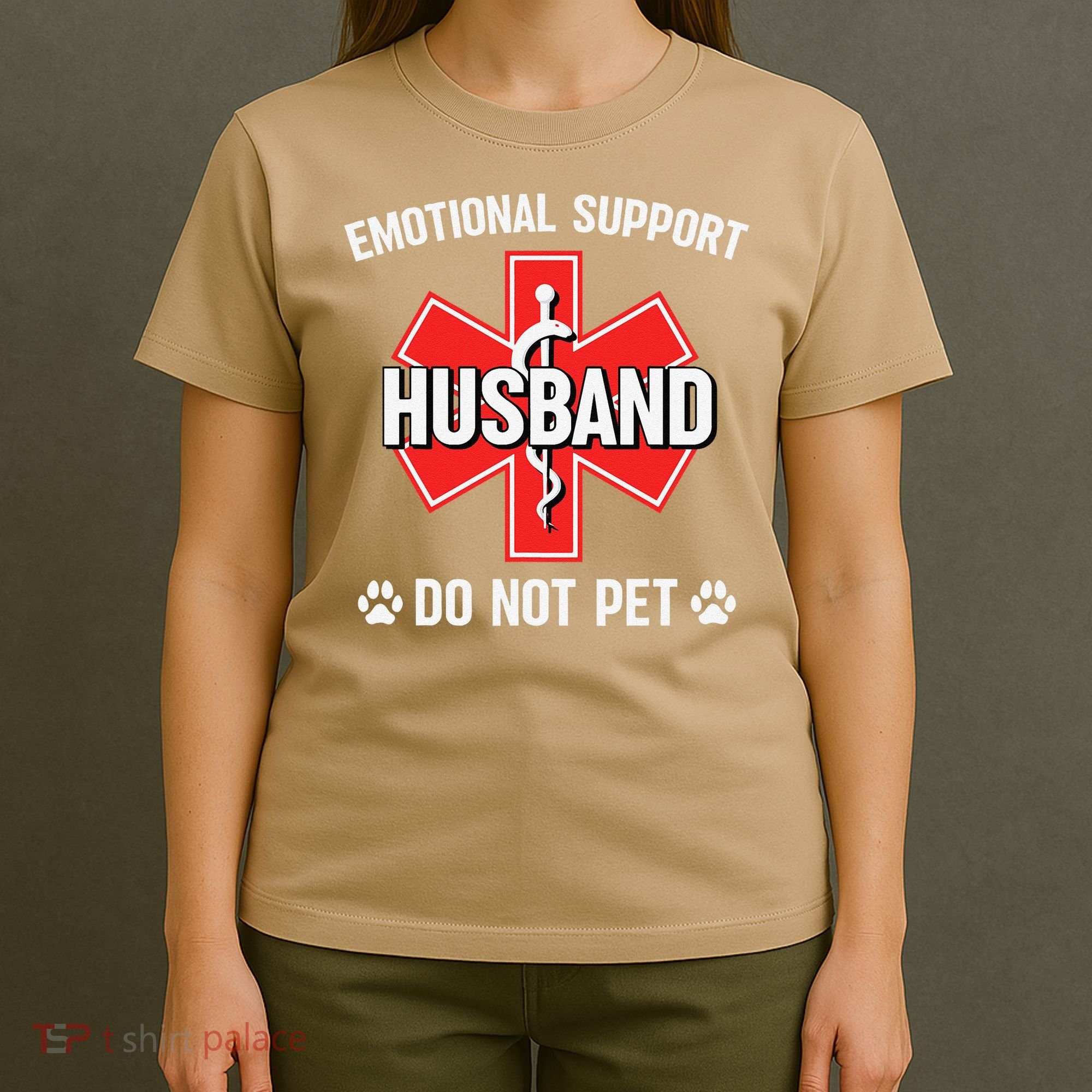 Emotional Support Husband Do Not Pet Couple Humor Dog Lover T-Shirt