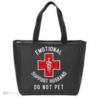 Emotional Support Husband Do Not Pet Funny Tote Bag thumb 0