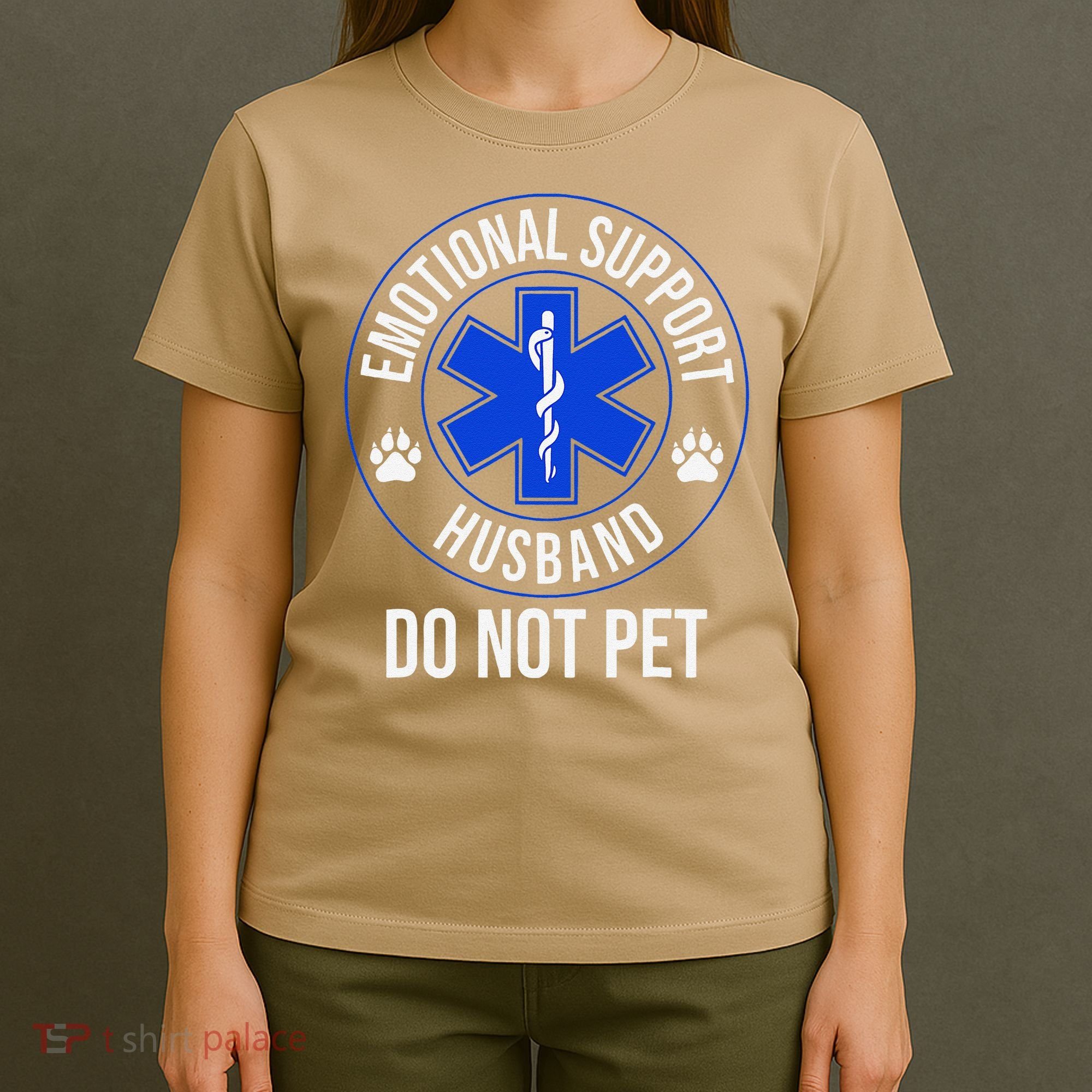 Emotional Support Husband Do Not Pet Funny Trendy Women T-Shirt