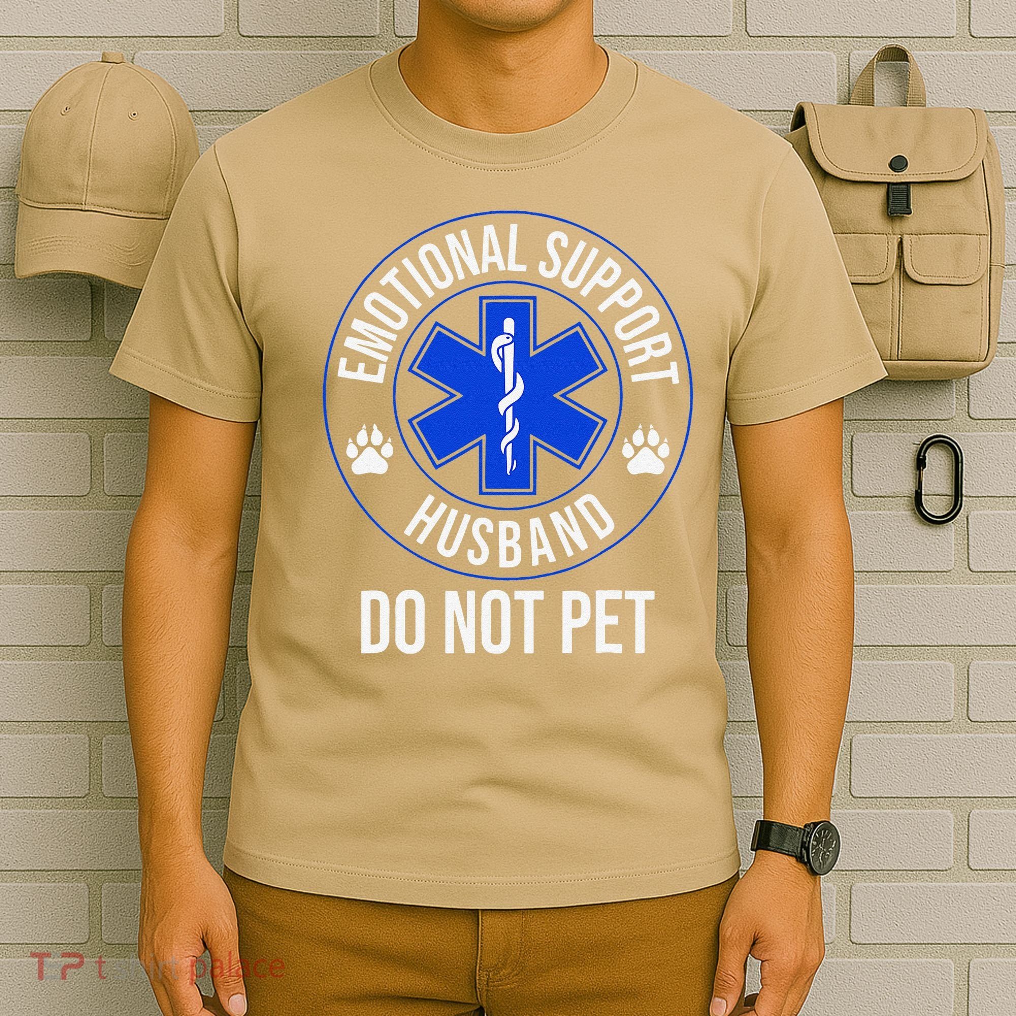 Emotional Support Husband Do Not Pet Funny Trendy Women T-Shirt