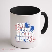 Eat Sleep Hockey Repeat Funny Hockey Player Saying Slogan Gift Coffee Mug thumb 1