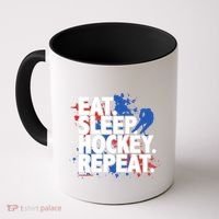 Eat Sleep Hockey Repeat Funny Hockey Player Saying Slogan Gift Coffee Mug thumb 0