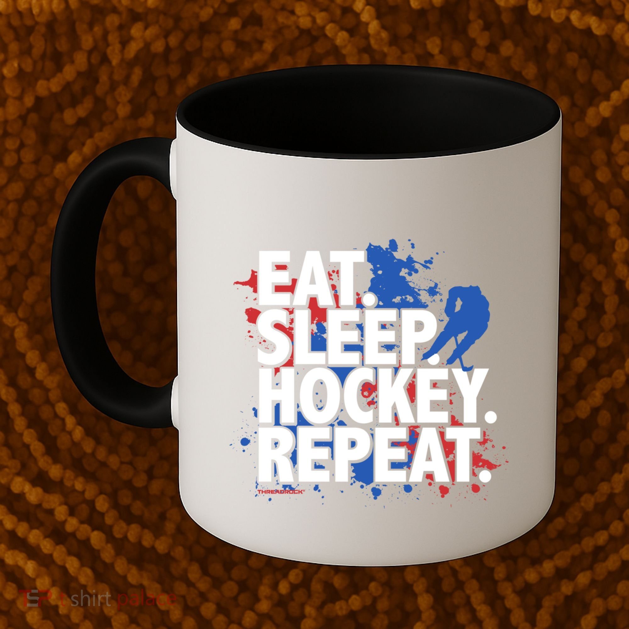Eat Sleep Hockey Repeat Funny Hockey Player Saying Slogan Gift Coffee Mug