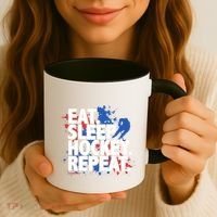 Eat Sleep Hockey Repeat Funny Hockey Player Saying Slogan Gift Coffee Mug thumb 3