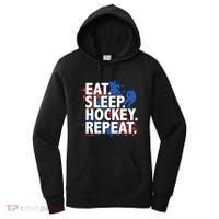 Eat Sleep Hockey Repeat Funny Hockey Player Saying Slogan Gift Women's Hoodie thumb 0